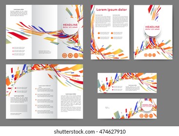 Set of color abstract brochure template with geometric elements 