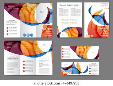 Set of color abstract brochure template with abstract lines and waves
