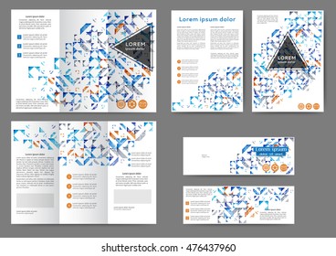 Set of color abstract brochure template with geometric elements 