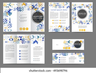 Set of color abstract brochure template with geometric elements 