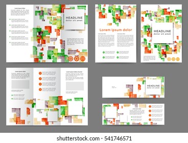 Set of color abstract brochure template with geometric elements 