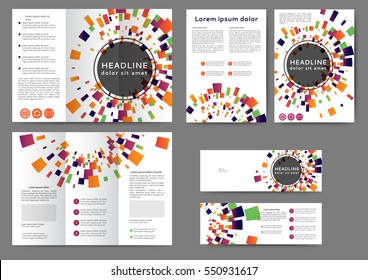 Set of color abstract brochure template with geometric elements 