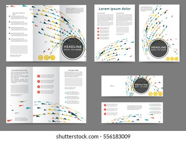 Set of color abstract brochure template with geometric elements 