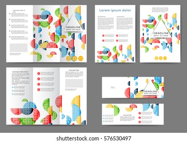 Set of color abstract brochure template with geometric elements 