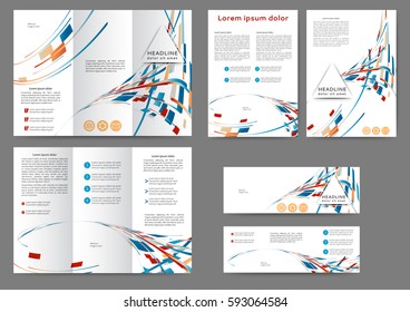 Set of color abstract brochure template with geometric elements 