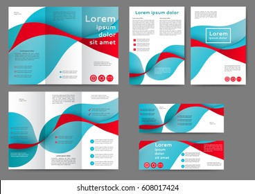 Set of color abstract brochure template with abstract lines and waves 