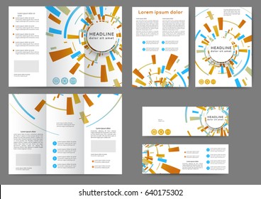 Set of color abstract brochure template with geometric elements 