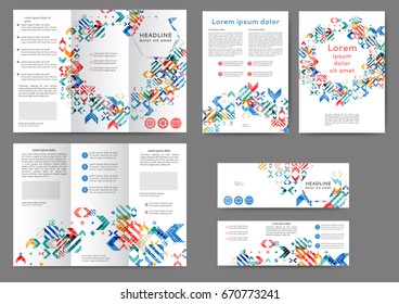 Set of color abstract brochure template with geometric elements 