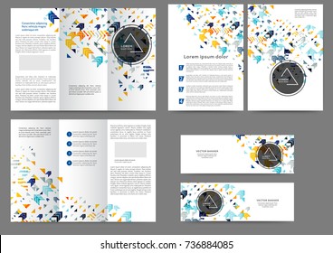Set of color abstract brochure template with geometric elements