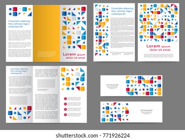 Set of color abstract brochure template with geometric elements