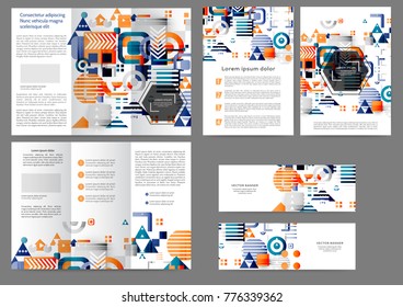 Set of color abstract brochure template with geometric elements