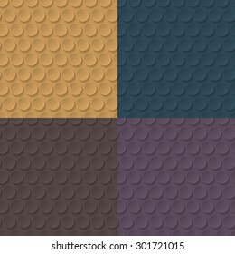 Set of color abstract geometric seamless patterns with circles and long shadow.Monochrome background or wallpaper.Vector illustration.