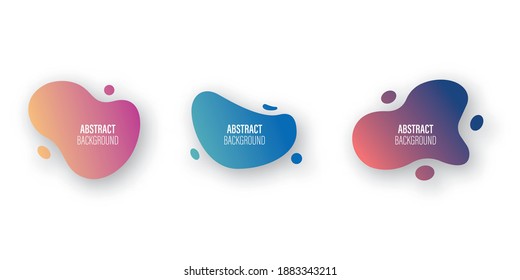 Set of color abstract liquid shape modern graphic elements. Fluid gradient elements. Color splash shapes design. Vector