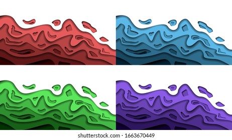 Set Color Abstract Paper Cut Background