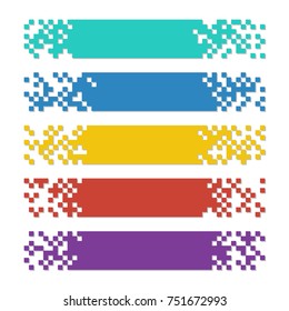 Set of color abstract pixel web banners with shadows for headers. Vector templates ready for your text or design