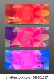 Set color abstract polygonal banner. Vector illustration