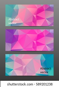 Set color abstract polygonal banner. Vector illustration