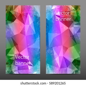 Set color abstract polygonal banner. Vector illustration