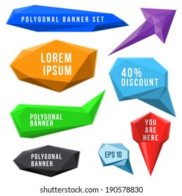 set of color abstract triangles polygonal labels and modern design signs