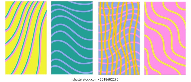 Conjunto de fondos de Vertical abstractos de color para historias en Vector. Plantilla para publicidad Anuncio postes de impresión texto carteles cubiertas