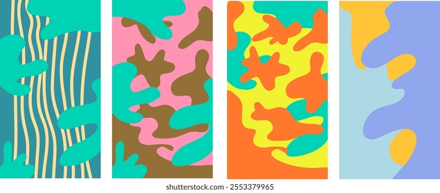 conjunto de planos de fundo verticais abstratos de cor para matérias no vetor. Modelo para publicidade banner impressão posts cartazes texto capas