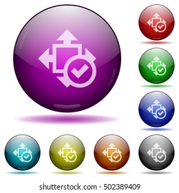 Set of color accept size glass sphere buttons with shadows.