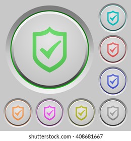 Set of color Active shield sunk push buttons.
