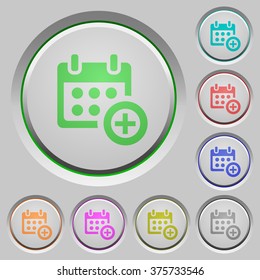 Set of color Add to calendar sunk push buttons.