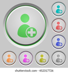 Set of color Add new user sunk push buttons.