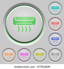 Set of color air conditioner sunk push buttons.