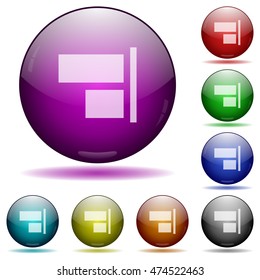Set of color Align to right glass sphere buttons with shadows.