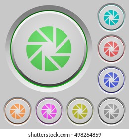 Set of color aperture sunk push buttons.