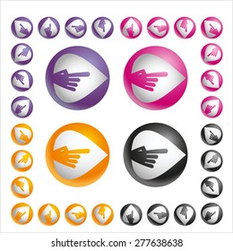 set of color arrow hand ball