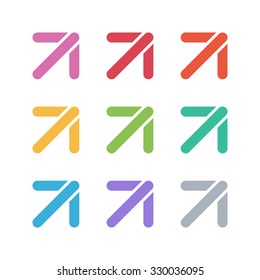 Set of color arrows. Vector illustration.