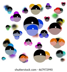 Set color atoms Abstract molecules design. Vector illustration.