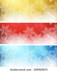 Set of color backgrounds with snowflakes