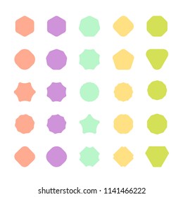 Set of color badge shape. Trophy and reward, competition and victory, success and achievement. Flat vector cartoon illustration. Objects isolated on white background.