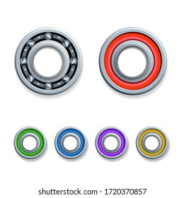 Set of color Ball bearings. Iron ball bearings. Vector illustration.