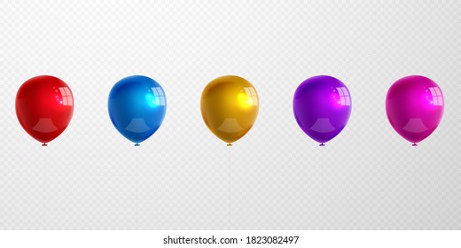 Set color balloons, confetti concept design template holiday Happy Day, background Celebration Vector illustration.