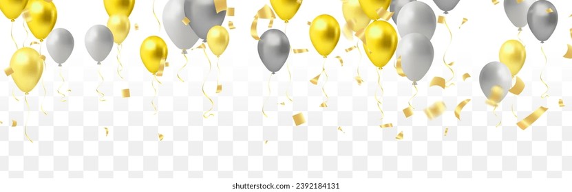 Set color balloons, confetti concept design template holiday Happy Day, background Celebration Vector illustration