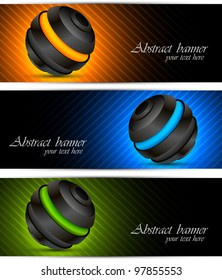 Set of color banners with 3d sphers