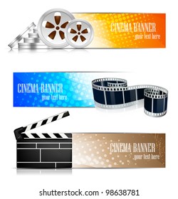 Set of color banners with cinema element