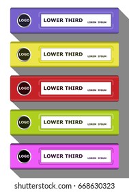 Set of color banners Lower Third in the form of office folders. Vector illustration.