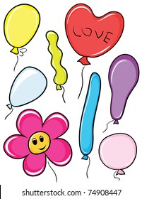 Set of color, beautiful, vector balloons