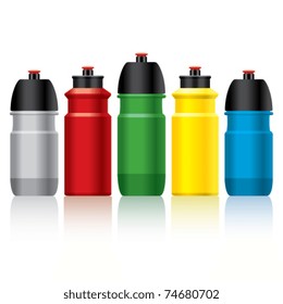 Set of color bicycle water bottles