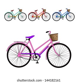 set of color bicycles. Vector illustration