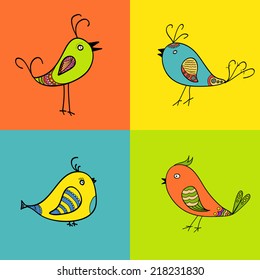 set of color bird
