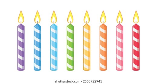 Set of Color Birthday candles isolated on white background.