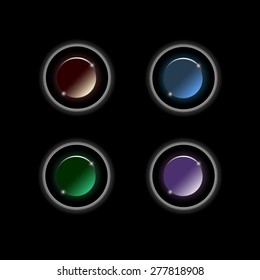 Set of color blank buttons.