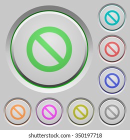 Set of color blocked sunk push buttons.